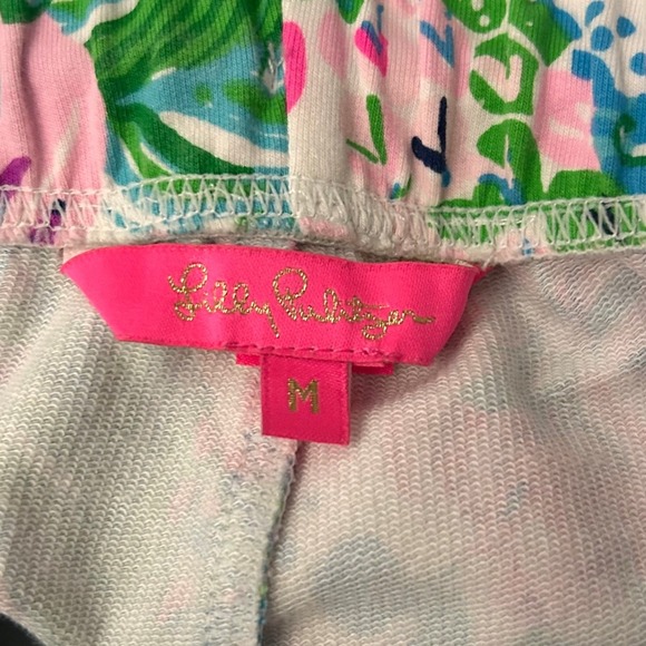 Lilly Pulitzer Jogger Pants Womens M Ocean Treasure Pink Blue Floral Stretch - Picture 4 of 8